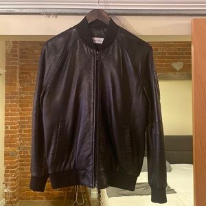 Calvin Klein Mens Genuine Leather Bomber Jacket - Size Small
